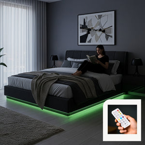 Letto Contenitore Tröstiar con Apertura a Ribalta e Luce LED [en.casa]