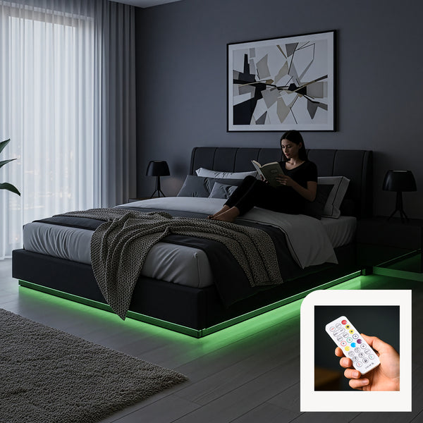 Letto Contenitore Tröstiar con Apertura a Ribalta e Luce LED [en.casa]