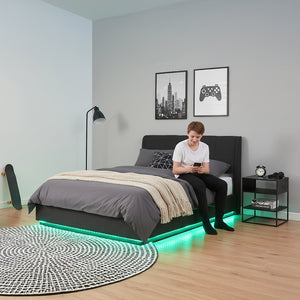 Letto Contenitore Tröstiar con Luce LED Letto con Materasso [en.casa]