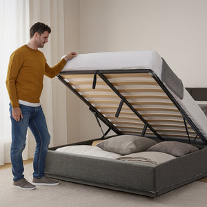 Letto Contenitore Tröstiar con Luce LED Letto con Materasso [en.casa]