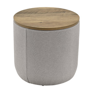 [en.casa] Tavolino Basso per Salotto Tavolino da Caffè con Piano Rimovibile Tavolino con Scomparto Portaoggetti - Tessuto Grigio/Piano color Legno 