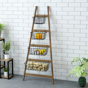 Scaffale a scala Sejlflod con 4 cestini in metallo [en.casa]