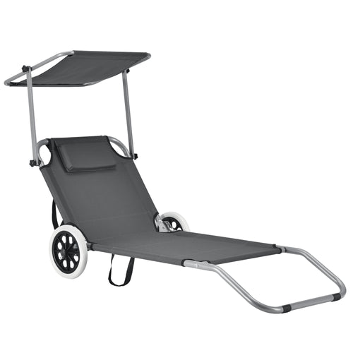 Sonnenliege Falun mit Dach und Rollen Anthrazitgrau casa.pro - premiumXL
