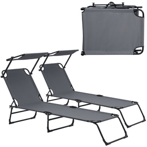 Set di 2 lettini prendisole Lomeda pieghevoli con tetto in diversi colori [casa.pro] - premiumXL