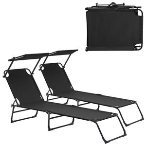 Set di 2 lettini prendisole Lomeda pieghevoli con tettuccio in diversi colori [casa.pro] - premiumXL