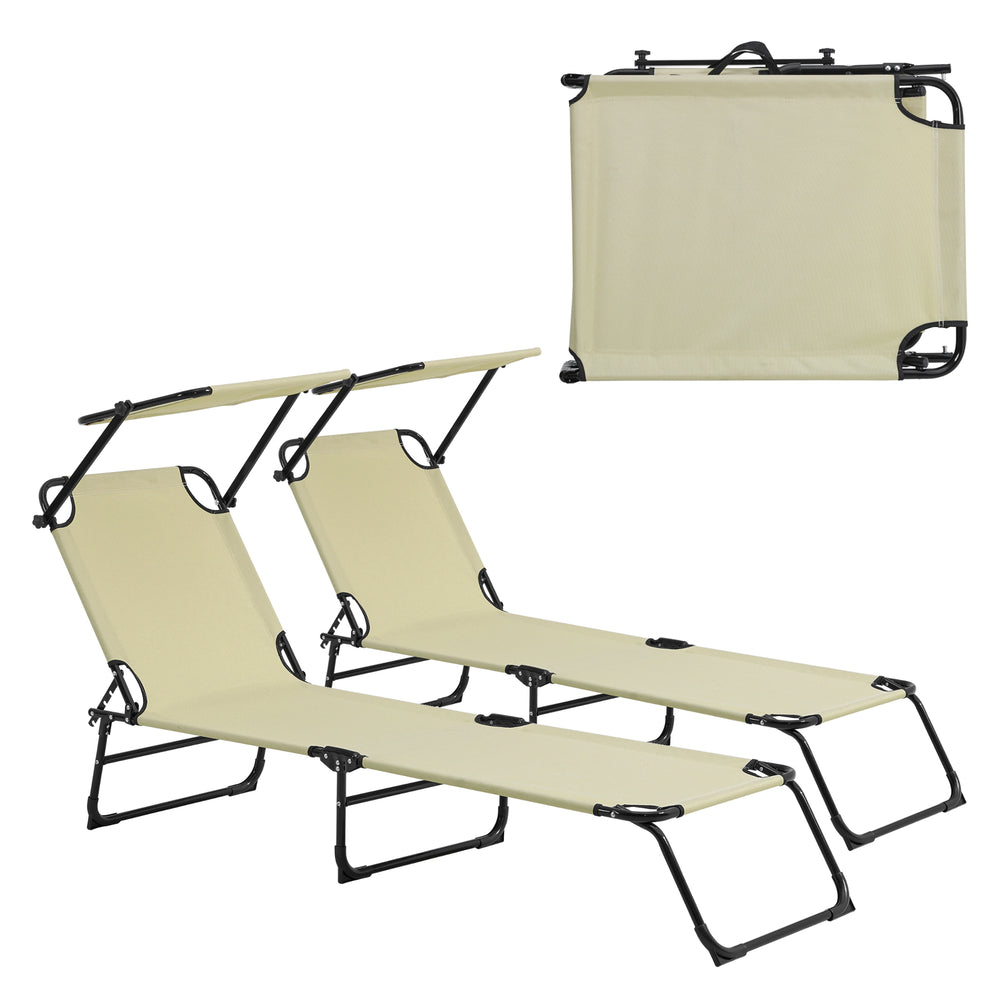 Set di 2 lettini prendisole Lomeda pieghevoli con tetto in diversi colori [casa.pro] - premiumXL