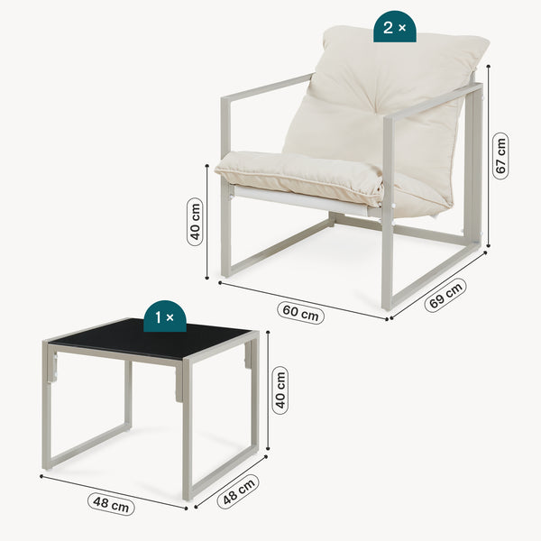 Set Salottino da Giardino Karg di 3 Mobili Tavolino e 2 Poltrone - casa.pro