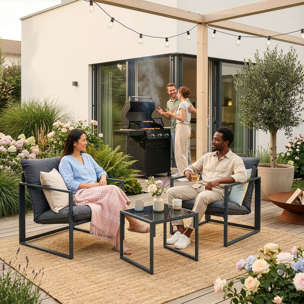 Set Salottino da Giardino Karg di 3 Mobili Tavolino e 2 Poltrone - casa.pro