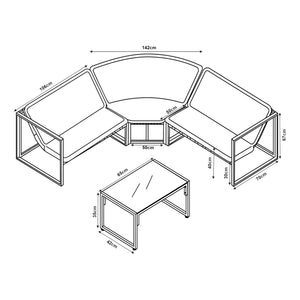 Set Salottino per Esterno Karg Divano Modulare a 3 pezzi e Tavolino casa.pro 