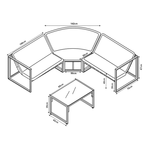 Set Salottino per Esterno Karg Divano Modulare a 3 pezzi e Tavolino casa.pro 