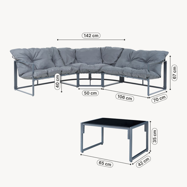Set Salottino per Esterno Karg Divano Modulare a 3 pezzi e Tavolino casa.pro 