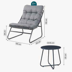 Set Salottino Malmö di 3 Mobili da Giardino con 2 Poltrone e Tavolino Rotondo casa.pro

