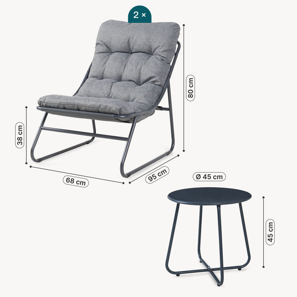 Set Salottino Malmö di 3 Mobili da Giardino con 2 Poltrone e Tavolino Rotondo casa.pro

