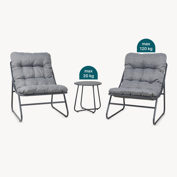 Set Salottino Malmö di 3 Mobili da Giardino con 2 Poltrone e Tavolino Rotondo casa.pro


