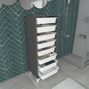 Cassettiera 'Lurøy' Organizzatore con 8 Cestini Estraibili - Mobile a Torre Contenitore - Vari Colori [en.casa] 