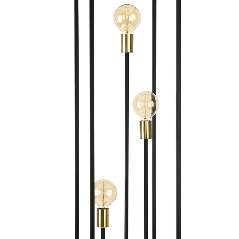 Schizzo in scala Lampada da Terra Alta 140 cm Piantana con 3 Fonti di Luce senza Paralumi - Telaio Rettangolare in Metallo - Vari Colori - lux.pro