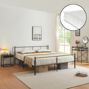 Letto in metallo Laos con materasso nero [en.casa] - premiumXL