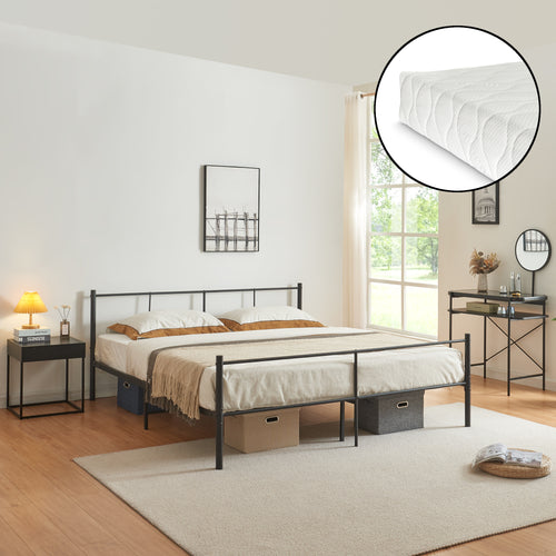 Letto in metallo Laos con materasso nero [en.casa] - premiumXL