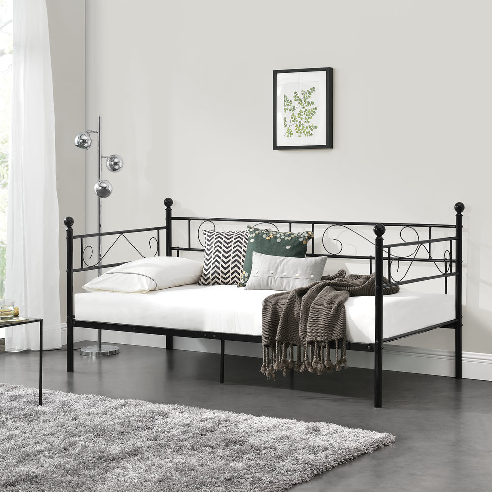 Struttura Divano con Zona di Riposo 90x200 cm Letto Singolo in Acciaio [en.casa]