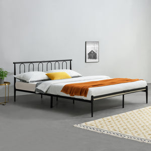 Struttura Letto in Metallo con Testiera Alta 200x140/180 cm Letto Matrimoniale - Nero