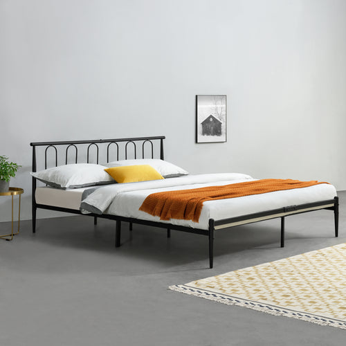Struttura Letto in Metallo con Testiera Alta 200x140/180 cm Letto Matrimoniale - Nero