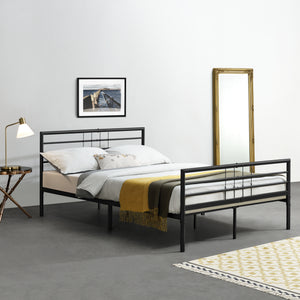 Struttura Letto in Acciaio con Testiera e Pediera 200x140/180 cm Letto Matrimoniale in Stile Classico/Moderno - Nero