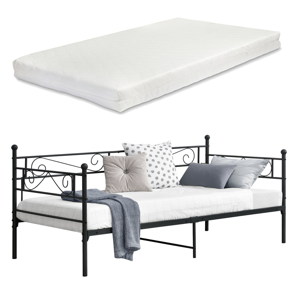 Letto in metallo Kerava 90x200 cm con materasso in schiuma fredda vari colori en.casa - premiumXL