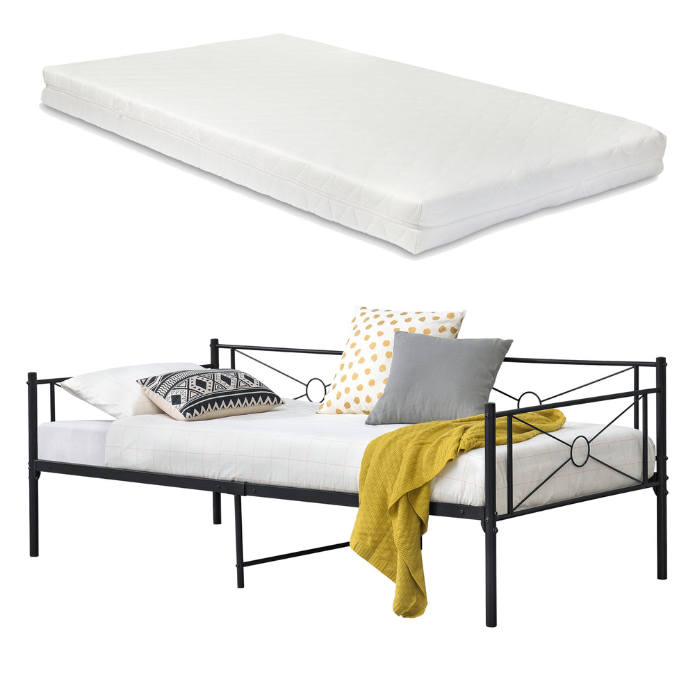 Divano a 2-3 Posti di Seduta Letto Singolo in Acciaio con Materasso a Schiuma Fredda 90 x 200 cm Sofa Decorativa in Metallo - Vari Colori