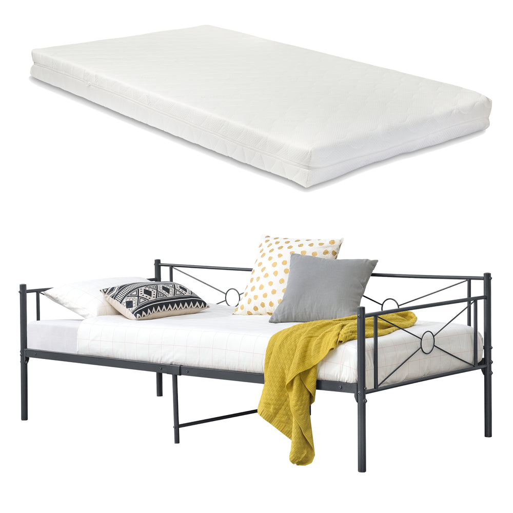 Divano a 2-3 Posti di Seduta Letto Singolo in Acciaio con Materasso a Schiuma Fredda 90 x 200 cm Sofa Decorativa in Metallo - Vari Colori