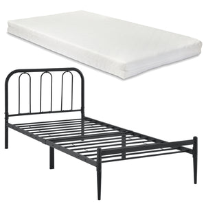 Struttura Letto in Metallo con Testiera e Pediera con Materasso a Schiuma Fredda 90/140/160/180 x 200 cm