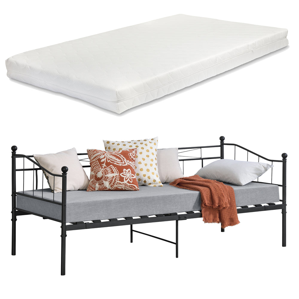 Letto in metallo Arjeplog 90x200cm con materasso vari colori en.casa - premiumXL