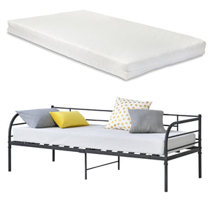 Metallbett Falun 90x200cm mit Matratze Schwarz en.casa - premiumXL