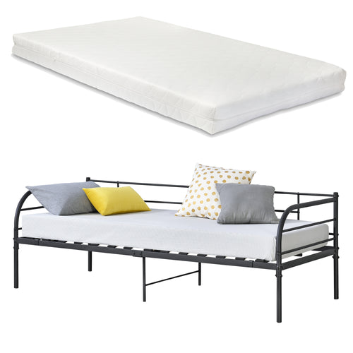Metallbett Falun 90x200cm mit Matratze Schwarz en.casa - premiumXL