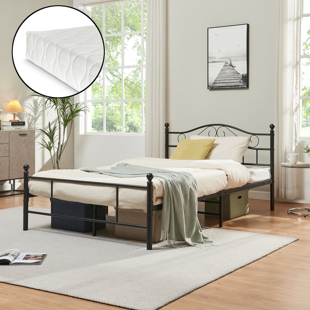Letto in metallo Florenz 120x200 cm con/senza materasso in schiuma fredda vari colori [en.casa] - premiumXL