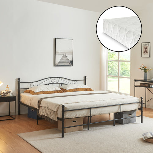 Letto in metallo Florenz con materasso [en.casa] - premiumXL