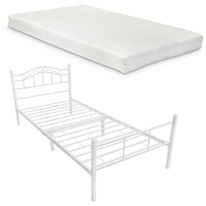 Letto Singolo Florenz in Acciaio con Testiera Alta Decorativa 90 x 200 cm [en.casa]