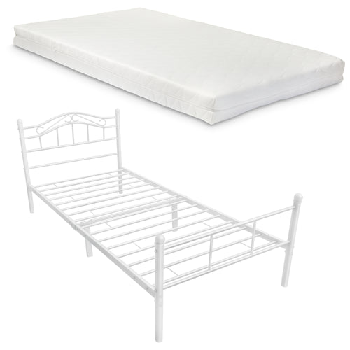 Letto Singolo Florenz in Acciaio con Testiera Alta Decorativa 90 x 200 cm [en.casa]