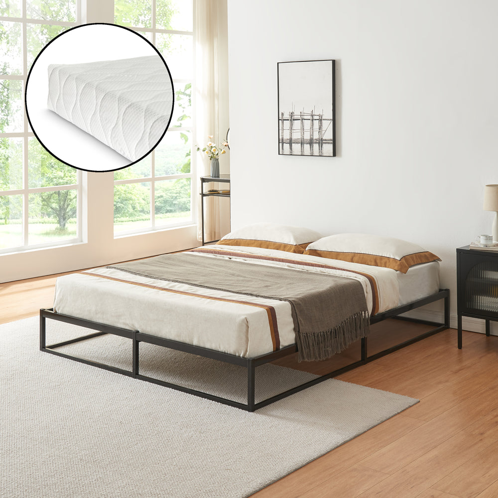 Letto Trerunta con Materasso - Acciaio Nero [en.casa] 