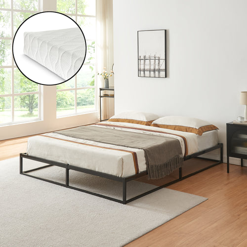 Letto Trerunta con Materasso - Acciaio Nero [en.casa] 