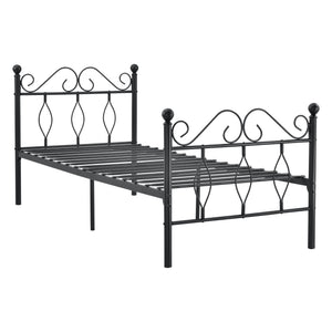 Struttura Letto in Metallo con Testiera e Pediera in Stile Romantico/Classico 90/120/140 x 200 cm Letto Singolo / Francese / 1 Piazza e Mezza - Nero