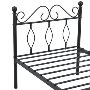 Struttura Letto in Metallo con Testiera e Pediera in Stile Romantico/Classico 90/120/140 x 200 cm Letto Singolo / Francese / 1 Piazza e Mezza - Nero