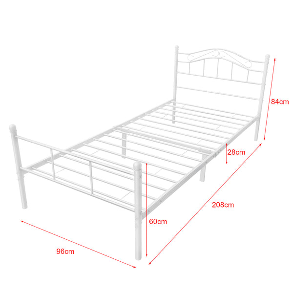 Letto Singolo Florenz in Acciaio con Testiera Alta Decorativa 90 x 200 cm [en.casa]