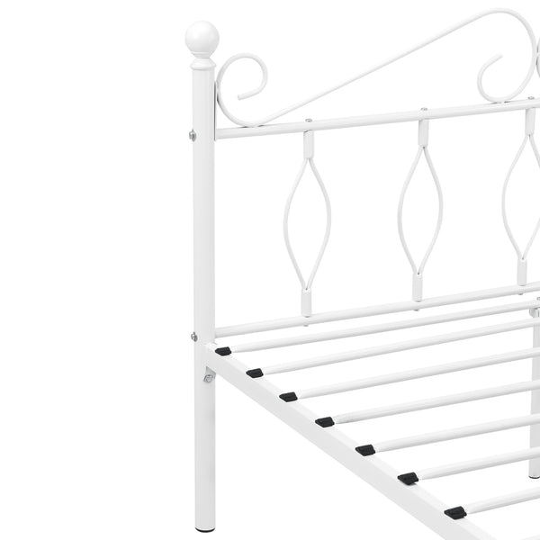 Struttura Letto in Metallo con Testiera e Pediera in Stile Romantico - Bianco