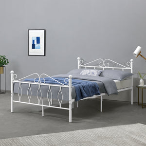 Struttura Letto in Metallo con Testiera e Pediera in Stile Romantico - Bianco