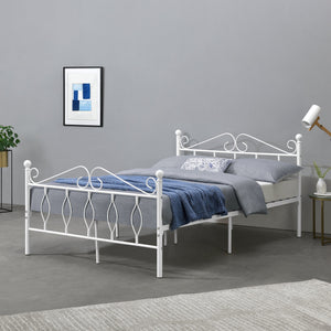 Struttura Letto in Metallo con Testiera e Pediera in Stile Romantico - Bianco