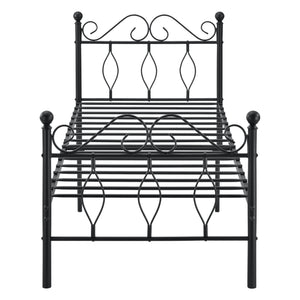 Struttura Letto in Metallo con Testiera e Pediera in Stile Romantico/Classico con Materasso 90/120/140 x 200 cm Letto 1 Piazza e Mezza/ Francese/Singolo - Nero 