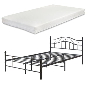Letto Piazza e Mezza Florenz in Acciaio con Testiera Alta Decorativa 120 x 200 cm [en.casa]