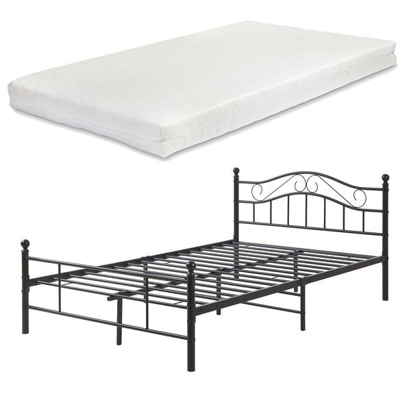 Letto Piazza e Mezza Florenz in Acciaio con Testiera Alta Decorativa 120 x 200 cm [en.casa]