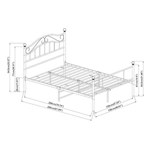 Letto Piazza e Mezza Florenz in Acciaio con Testiera Alta Decorativa 120 x 200 cm [en.casa]