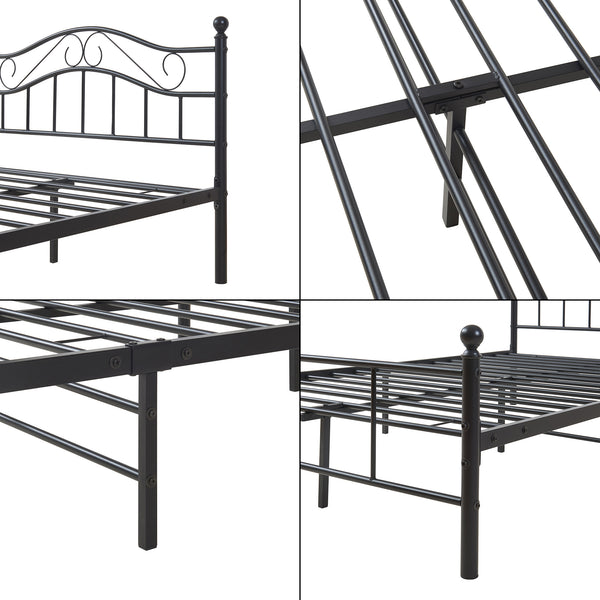 Letto Piazza e Mezza Florenz in Acciaio con Testiera Alta Decorativa 120 x 200 cm [en.casa]
